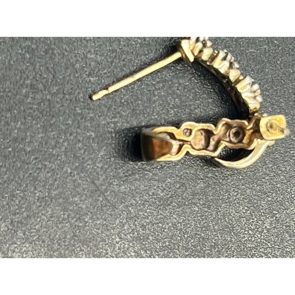 Ross Simon Sterling Silver Two Tone Illusion Diamond Half J Hoop Earrings - Picture 9 of 10